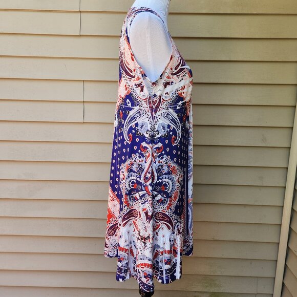 Apt. 9 Multicolor Print Dress Lightweight Embellished Sleeveless Patriotic - Picture 10 of 14